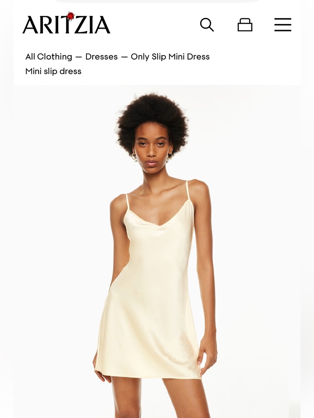 Aritzia Wilfred Yellow Satin "Only Slip" Mini Dress